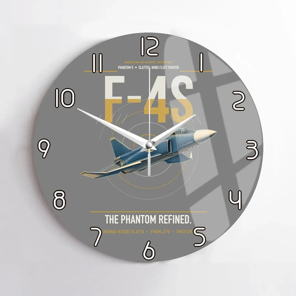 F-4S Phantom II design on gray no frame wall clock