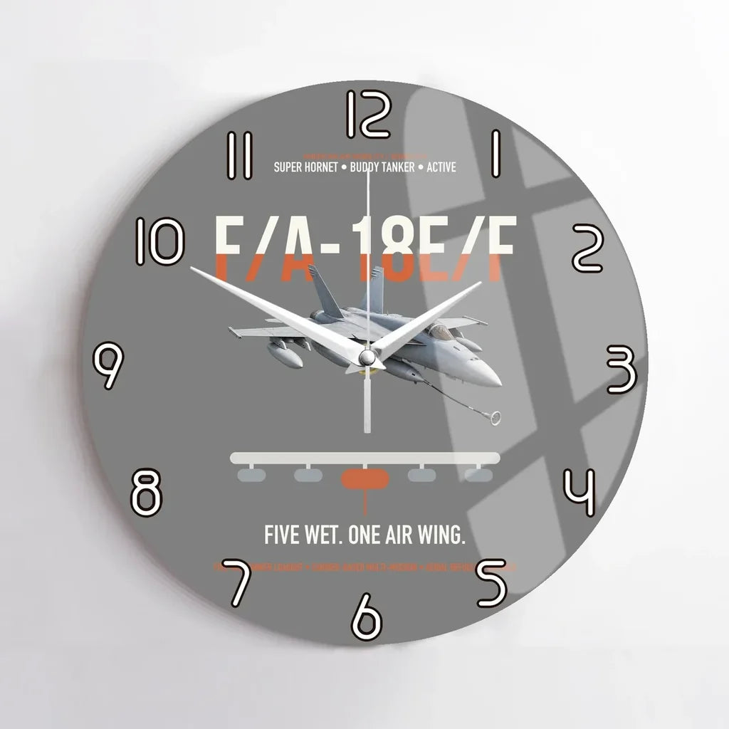 F A-18E F Buddy Tanker design on gray no frame wall clock