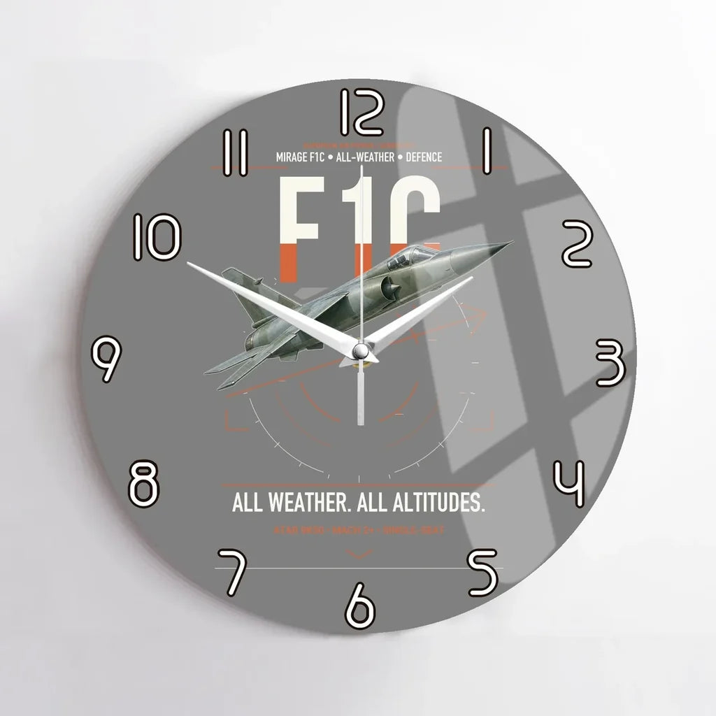 Dassault Mirage F1C design on gray no frame wall clock