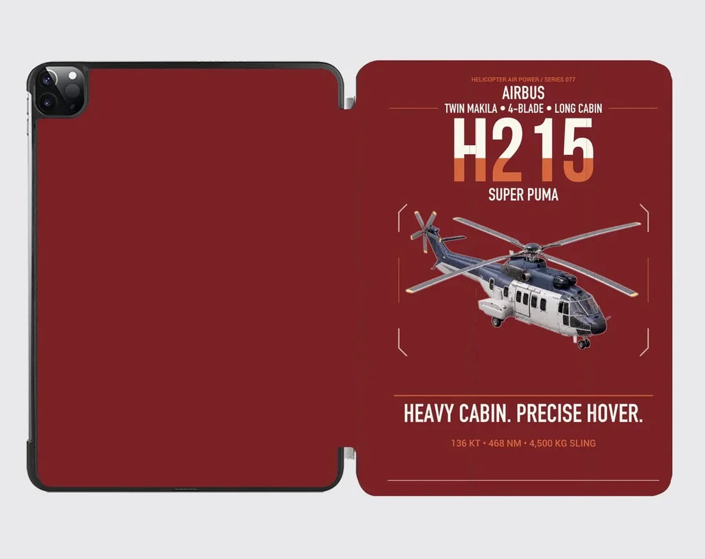 Airbus H215 design on dark red ipad tablet case