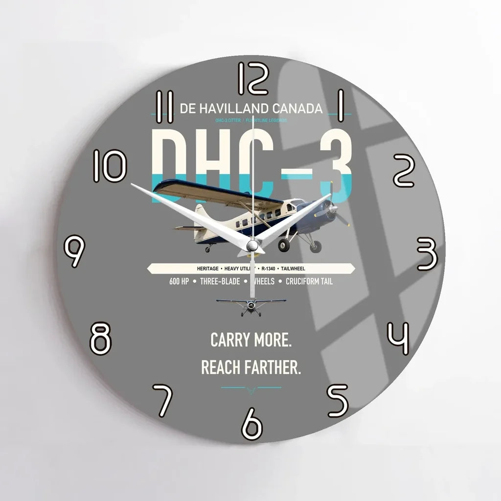 DHC-3 Otter design on gray no frame wall clock