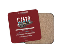 Thumbnail for CJ610 design on dark red 1 piece coaster