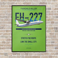 Thumbnail for Fairchild Hiller FH-227B vertical canvas print - framed - light green background