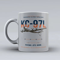 Thumbnail for KC-97L STRATOFREIGHTER design on light gray ceramic mug, double-side print
