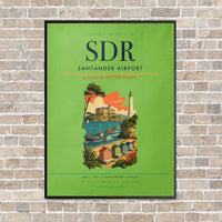 Thumbnail for Santander Airport SDR vertical canvas print - framed - light green background