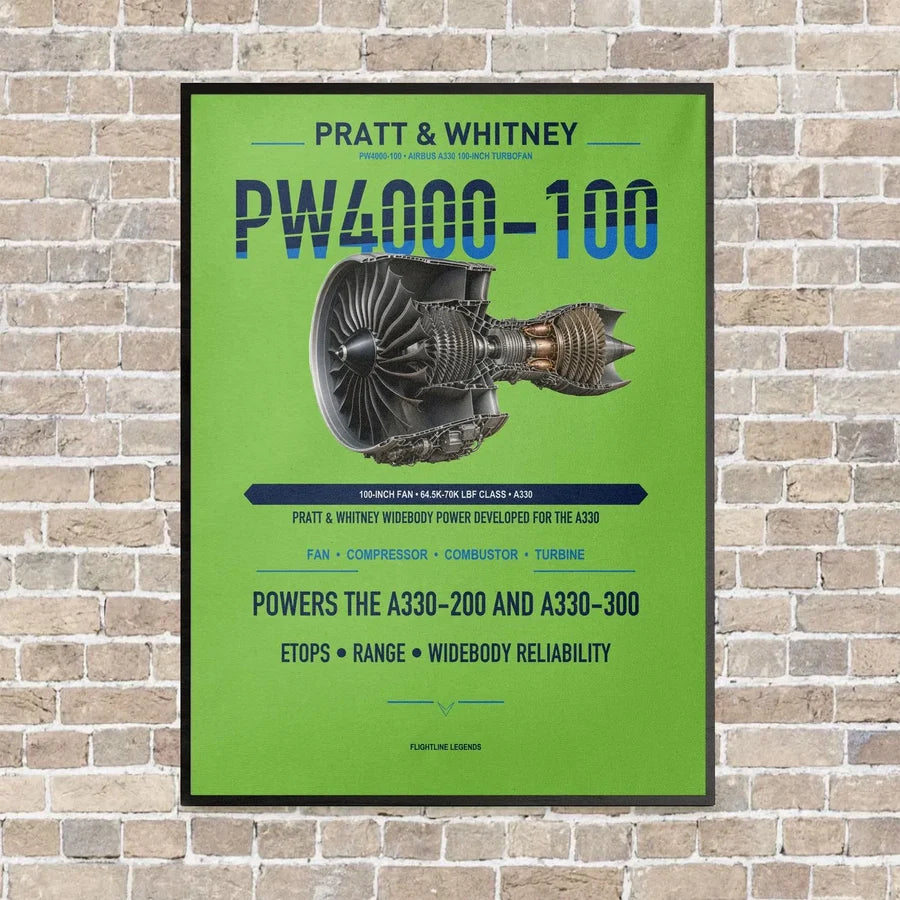 PW4000-100 vertical canvas print - framed - light green background