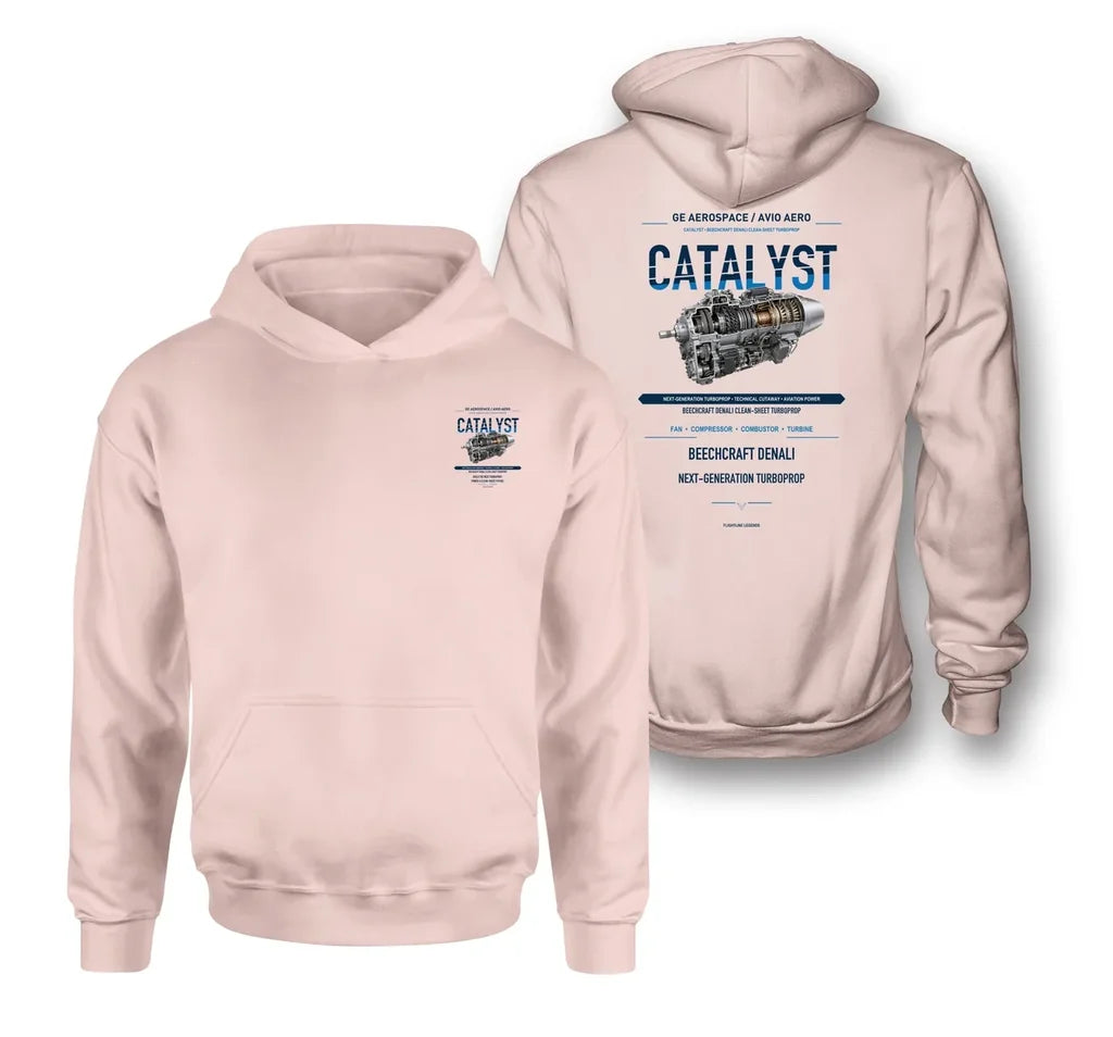 CATALYST design on pink hoodie