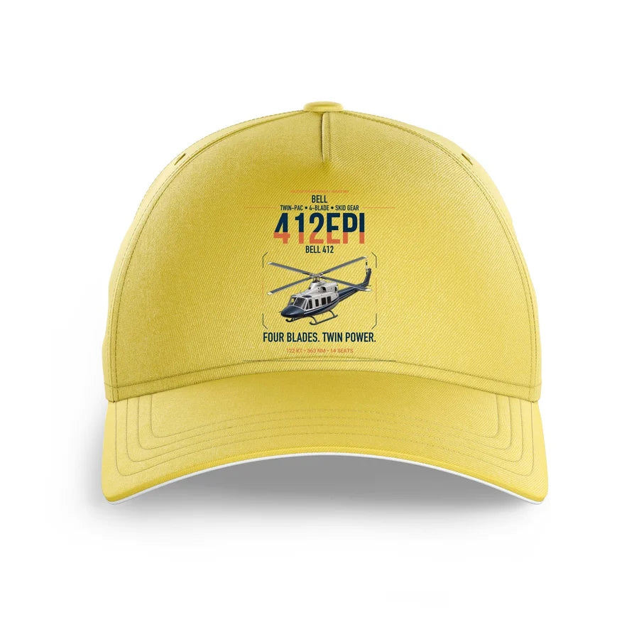 Bell 412EPI design on yellow printed hat