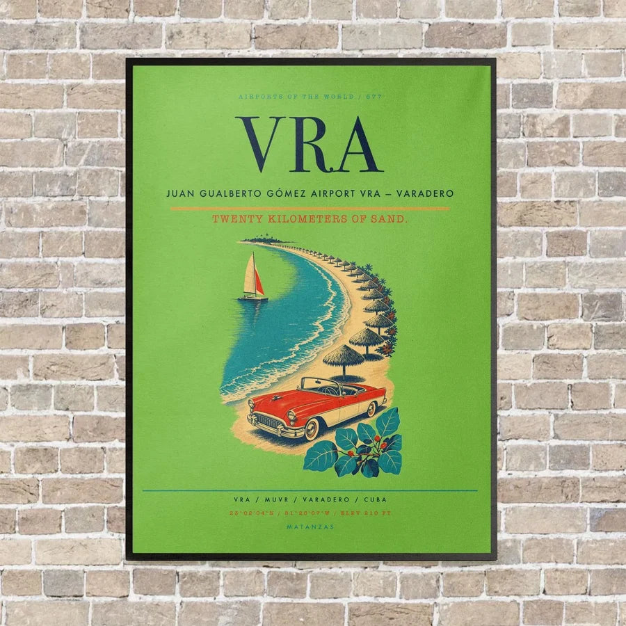 Juan Gualberto Gómez Airport VRA — Varadero vertical canvas print - framed - light green background