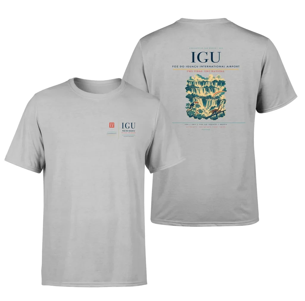 Foz do Iguaçu International Airport (IGU) design printed on light gray double-side t-shirt