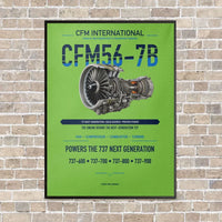 Thumbnail for CFM56-7B vertical canvas print - framed - light green background