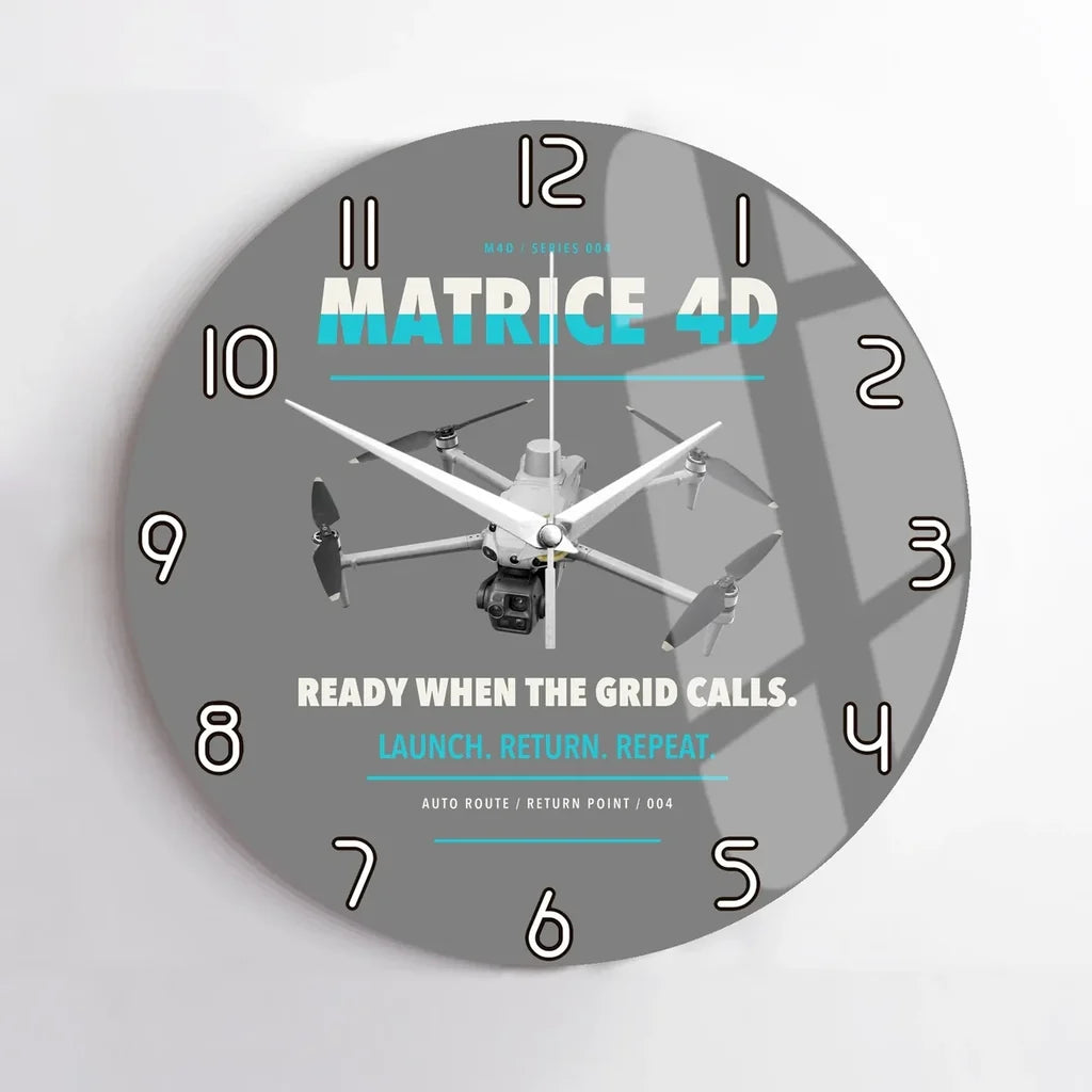 DJI Matrice 4D design on gray no frame wall clock