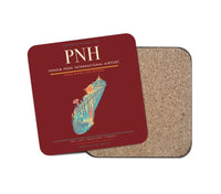 Thumbnail for Phnom Penh International Airport (PNH) design on dark red 1 piece coaster