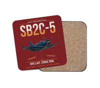 Thumbnail for SB2C-5 Helldiver design on dark red 1 piece coaster