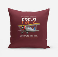 Thumbnail for F3F-2 Last Biplane First Fight design on dark red pillow