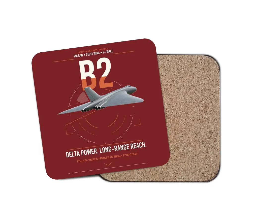 Avro Vulcan B2 design on dark red 1 piece coaster