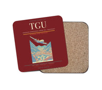 Thumbnail for Toncontín International Airport (TGU) design on dark red 1 piece coaster