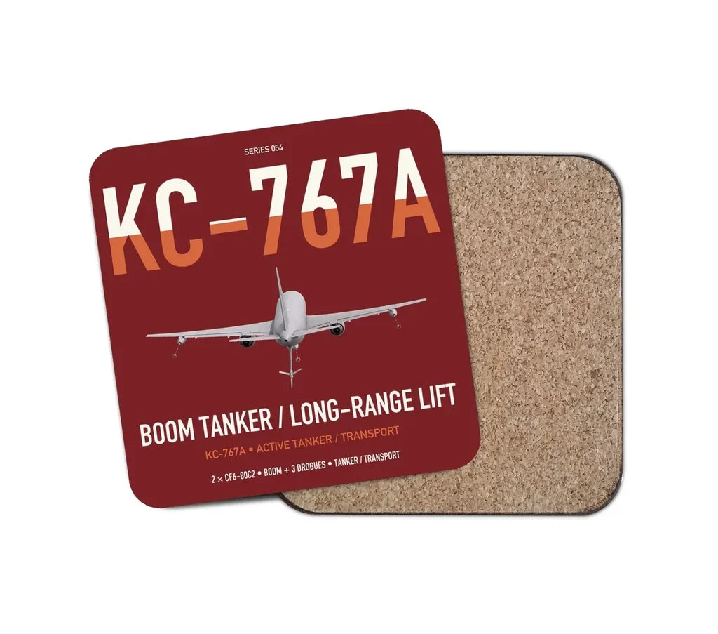 Boeing KC-767A design on dark red 1 piece coaster