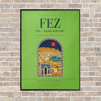 Thumbnail for Fes - Saiss Airport FEZ vertical canvas print - framed - light green background