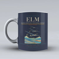 Thumbnail for Elmira Corning Regional Airport (ELM) airport code design on dark blue ceramic mug