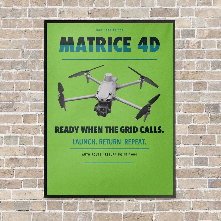 DJI Matrice 4D vertical canvas print - framed - light green background