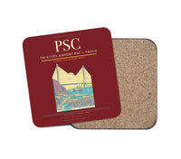Thumbnail for Tri-Cities Airport (PSC) design on dark red 1 piece coaster