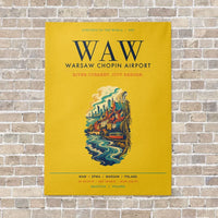 Thumbnail for Warsaw Chopin Airport WAW vertical canvas print - no frame - yellow background