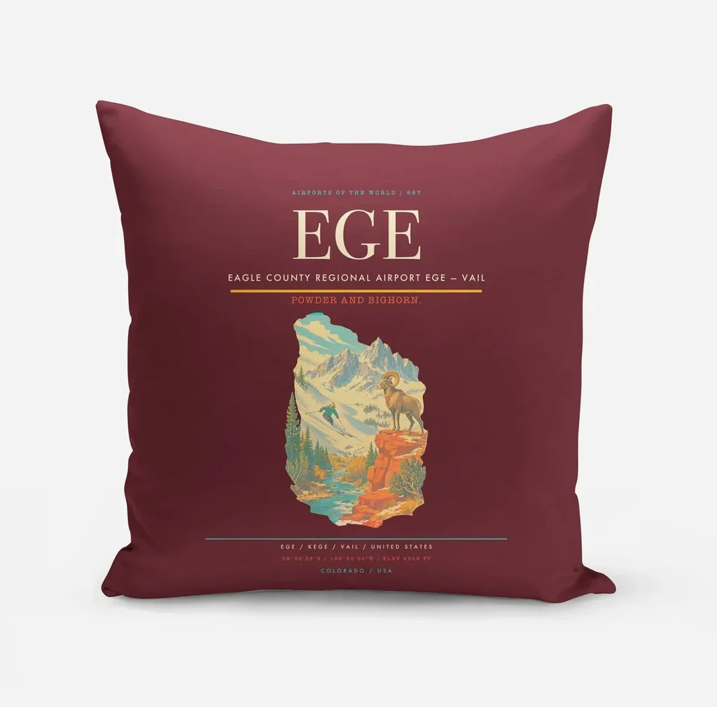 Eagle County Regional Airport (EGE) design on dark red pillow