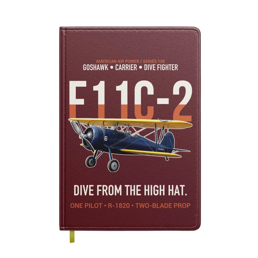 F11C-2 Goshawk Dive from the High Hat design on dark red notebook
