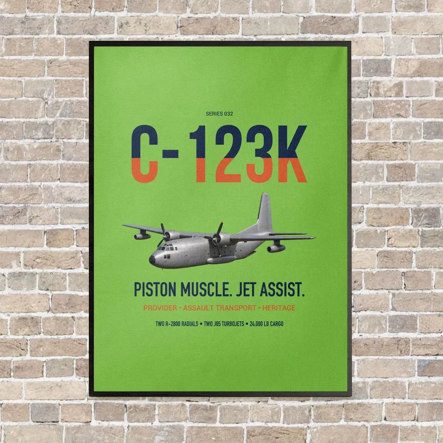 C-123K Provider vertical canvas print - framed - light green background