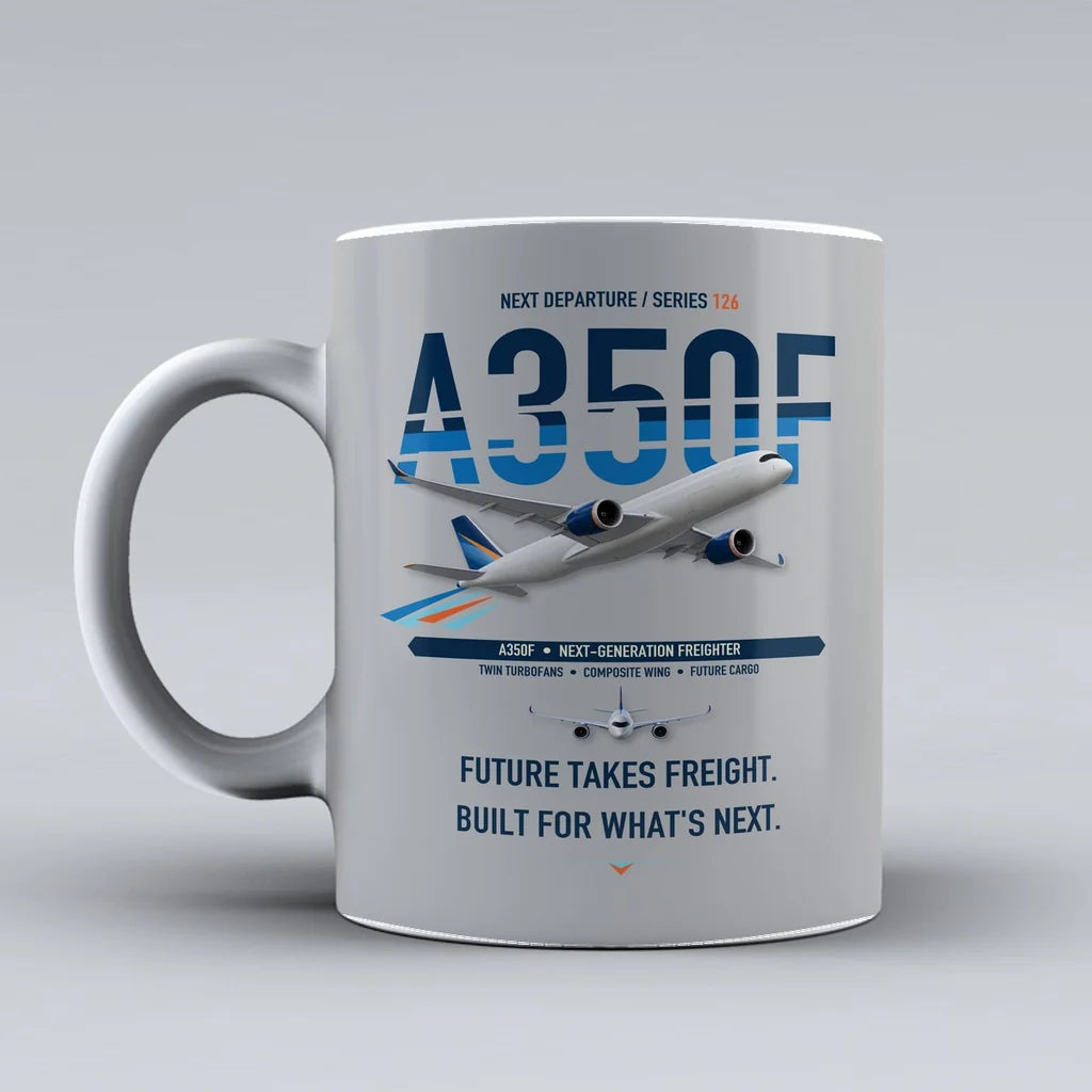 A350F Mug design on light gray airbus
