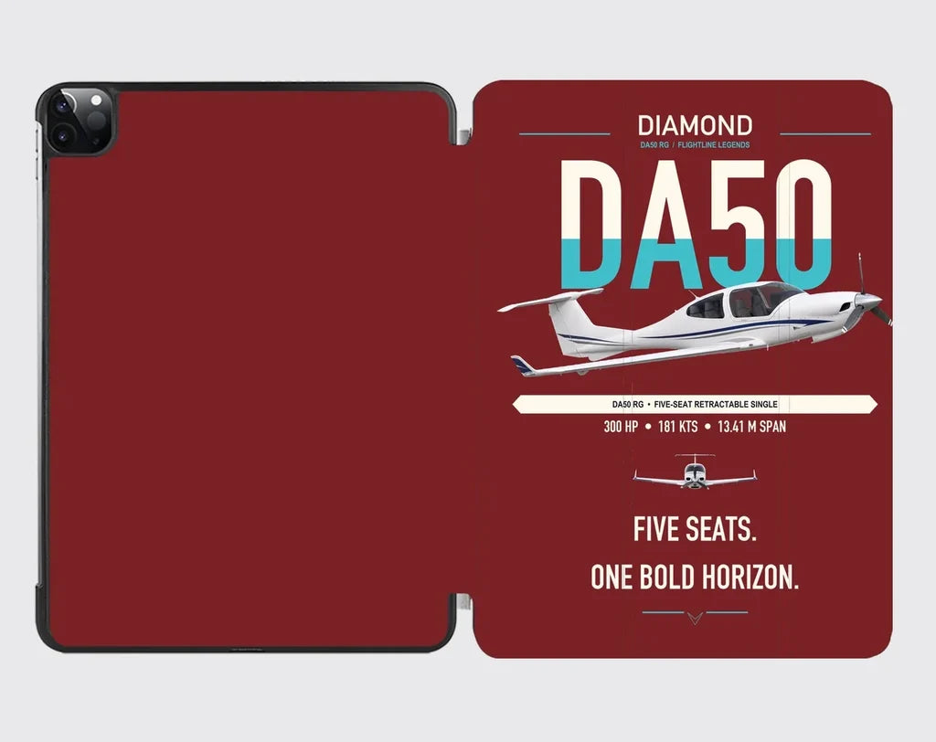 Diamond DA50 RG design on dark red ipad tablet case