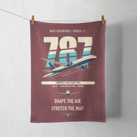 Thumbnail for Boeing 787-9 Dreamliner design on dark red towel