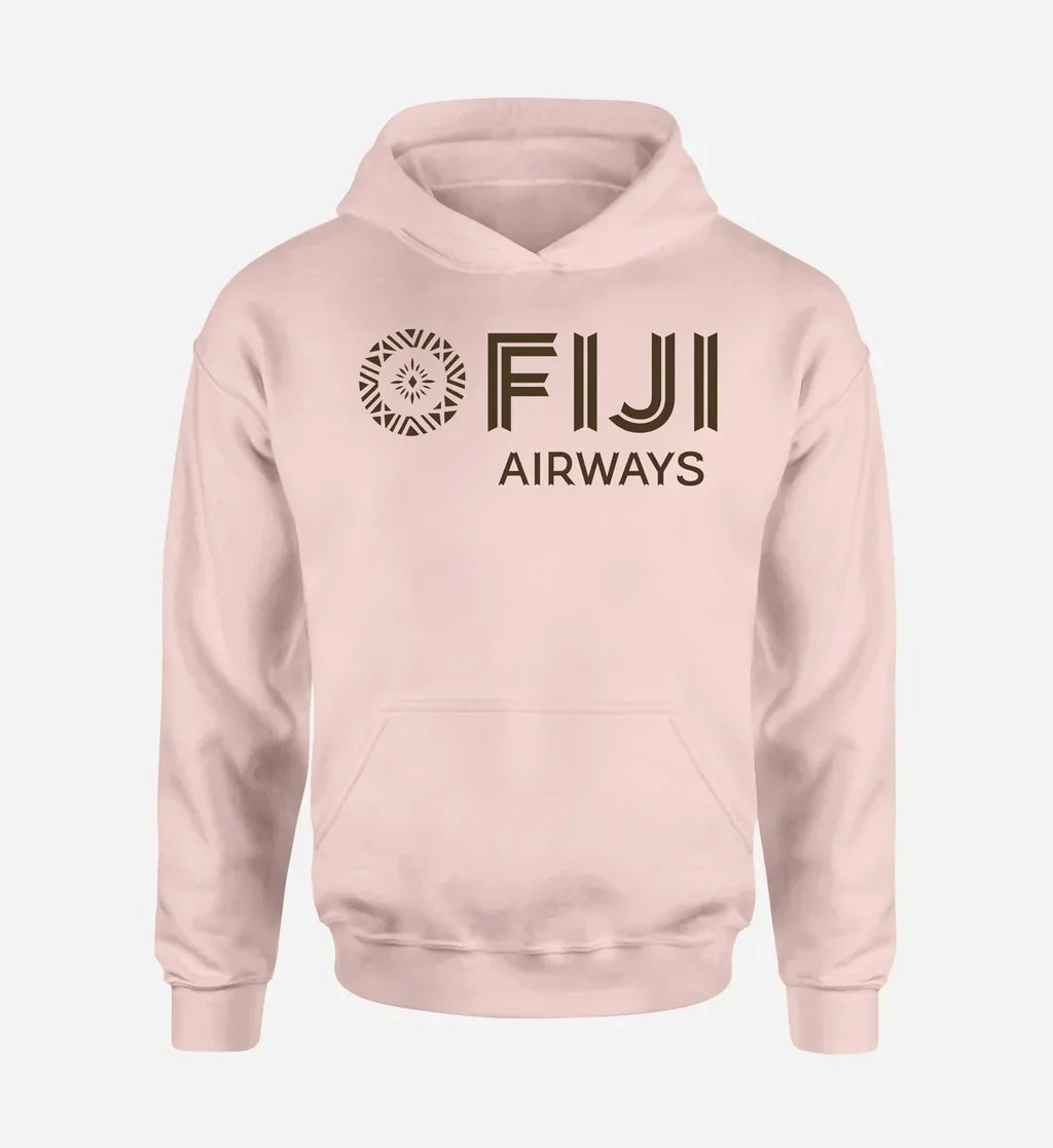 Fiji Airways Airlines logo printed on pink hoodie