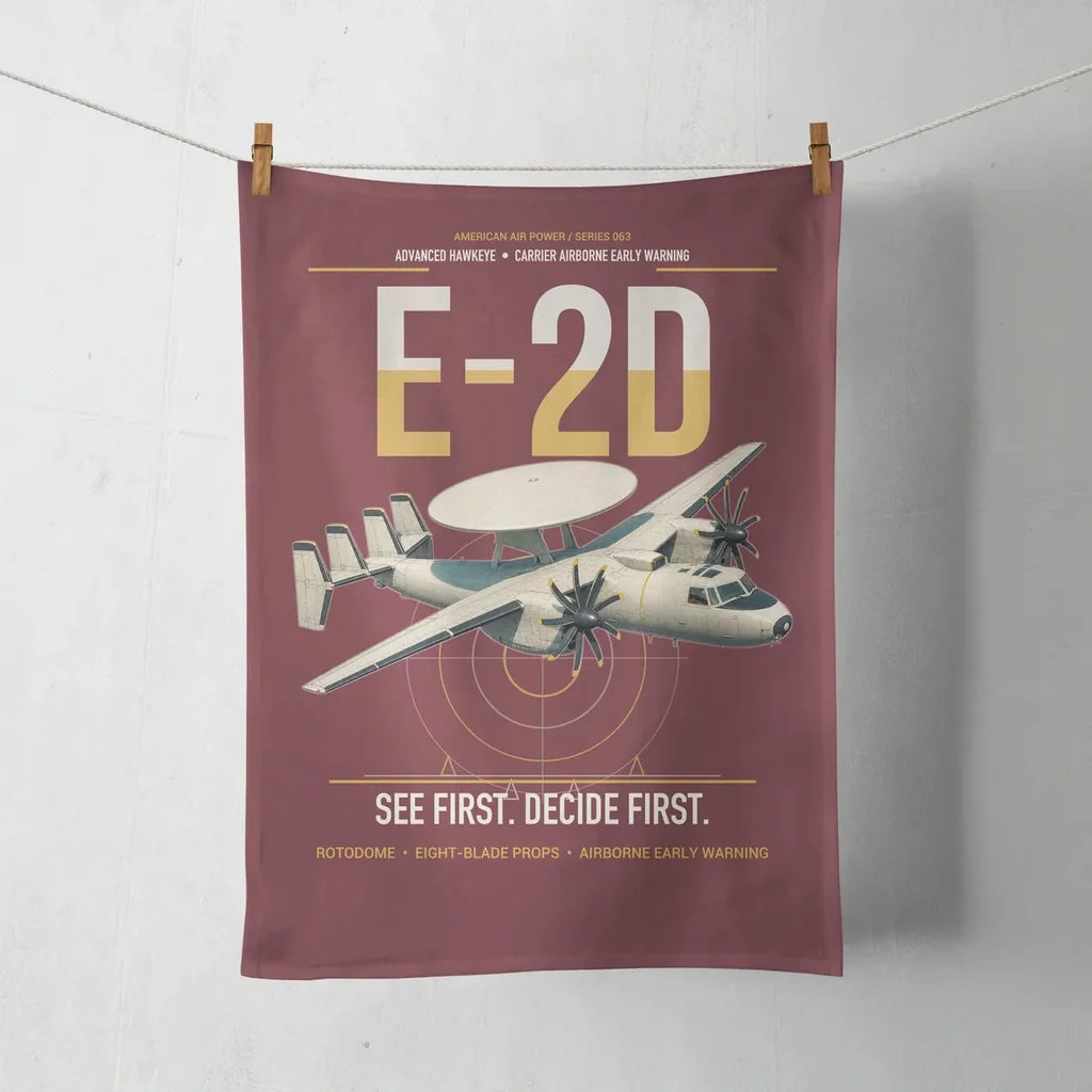 E-2D Advanced Hawkeye design on dark red towel