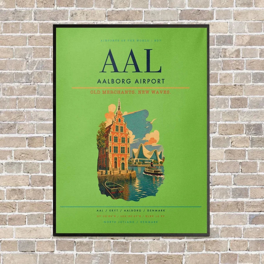 Aalborg Airport AAL - Canvas Framed - Light Green