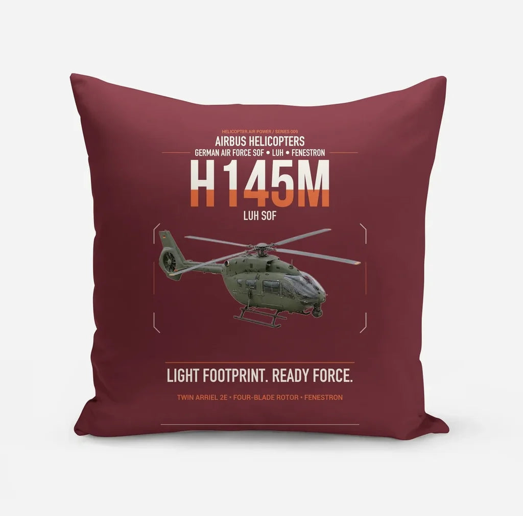 Airbus Helicopters H145M LUH SOF design on dark red pillow