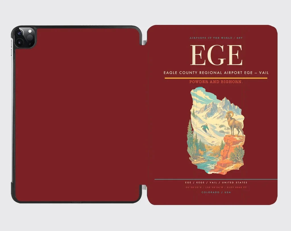 Eagle County Regional Airport (EGE) design on dark red ipad tablet case