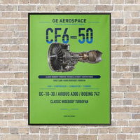 Thumbnail for CF6-50 vertical canvas print - framed - light green background