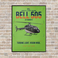 Thumbnail for Bell 505 Jet Ranger X vertical canvas print - framed - light green background