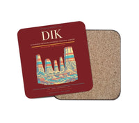 Thumbnail for Dickinson Theodore Roosevelt Regional Airport (DIK) design on dark red 1 piece coaster