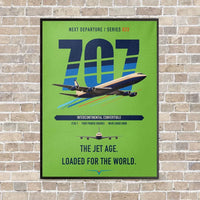 Thumbnail for Boeing 707-320C vertical canvas print - framed - light green background