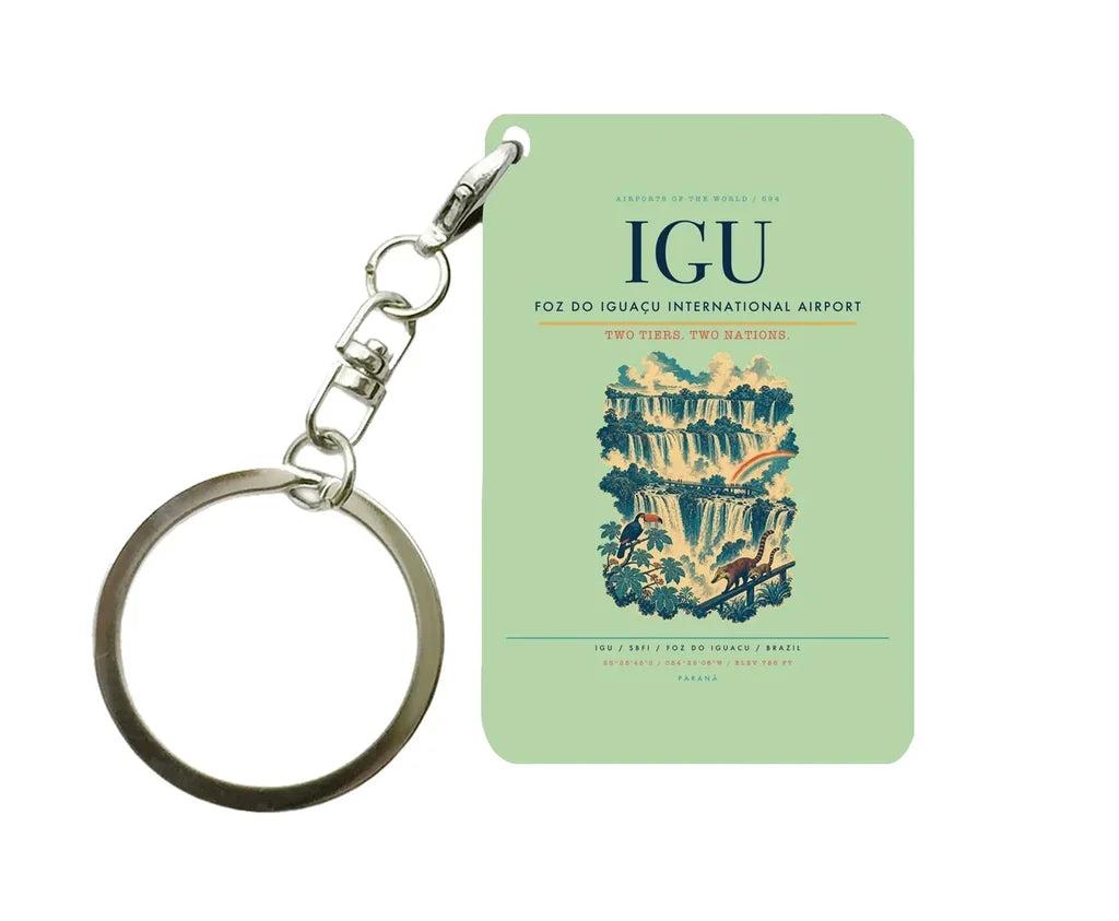 Foz do Iguaçu International Airport (IGU) design on light green key chain