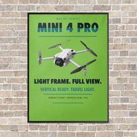 Thumbnail for DJI Mini 4 Pro vertical canvas print - framed - light green background