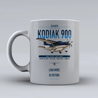Thumbnail for Daher Kodiak 900 design on light gray ceramic mug, double-side print