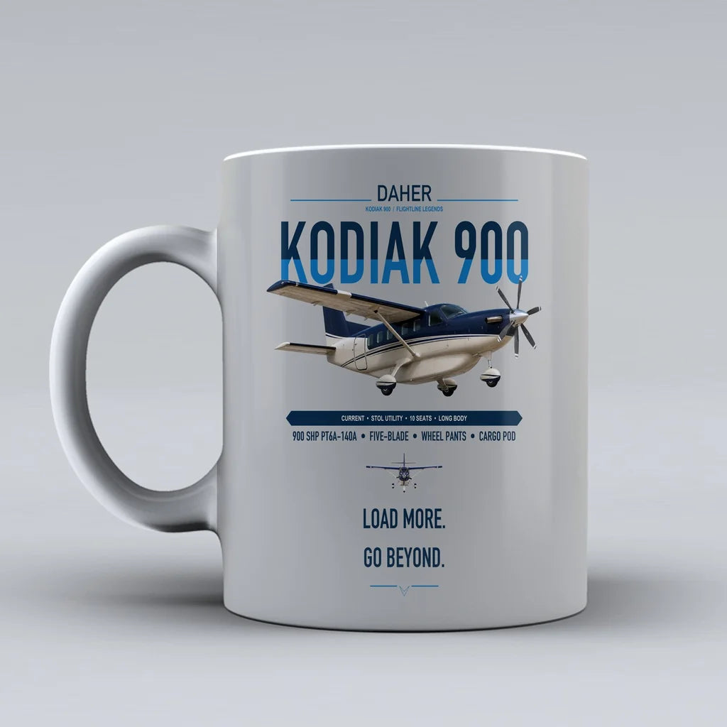 Daher Kodiak 900 design on light gray ceramic mug, double-side print