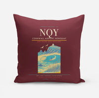 Thumbnail for Cornwall Airport Newquay (NQY) design on dark red pillow