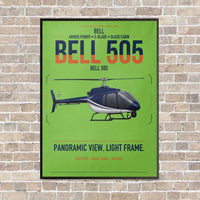 Thumbnail for Bell 505 vertical canvas print - framed - light green background