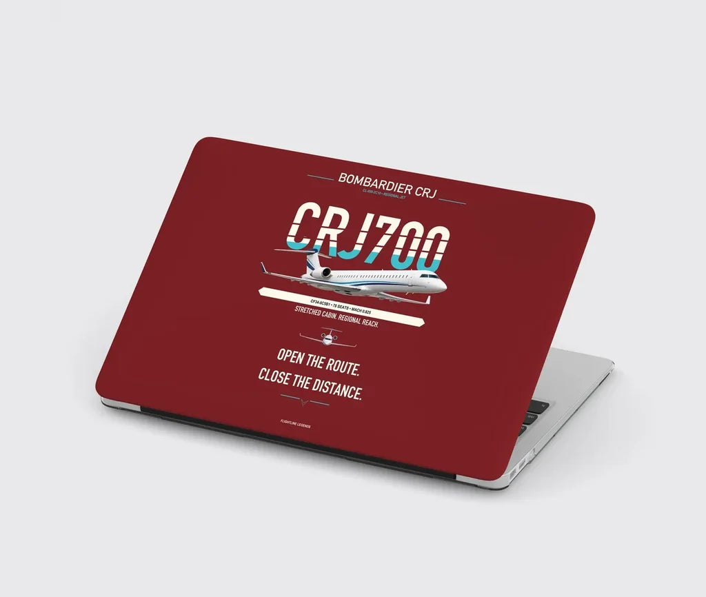 Bombardier CRJ700 design on dark red MacBook case