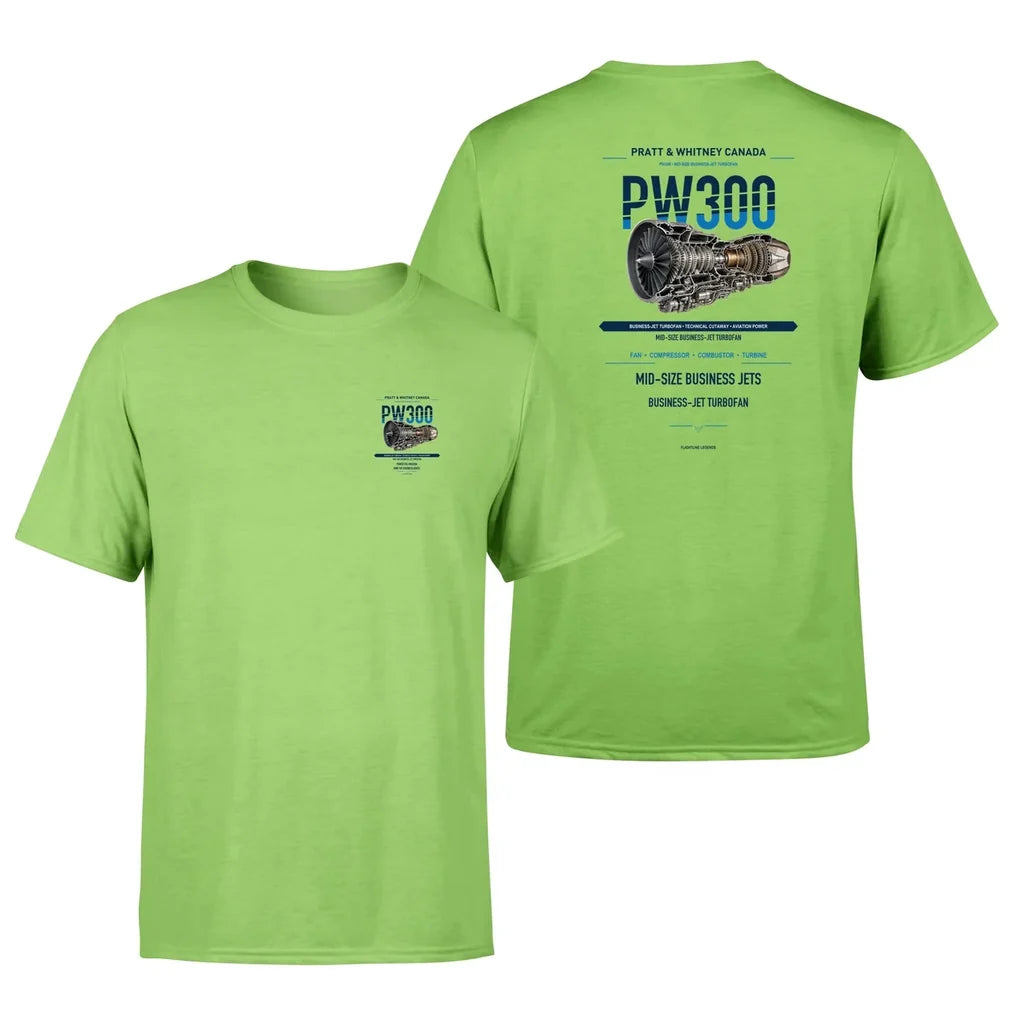 PW300 design on light green t shirt